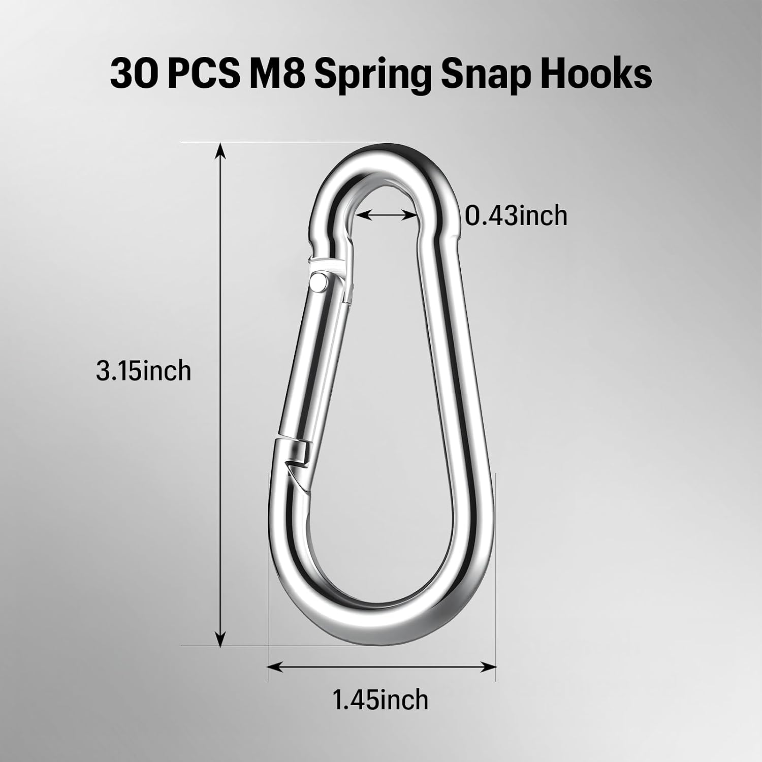 30-Pack 3" Steel Climbing Carabiner Hooks, 500 lb - Image 2