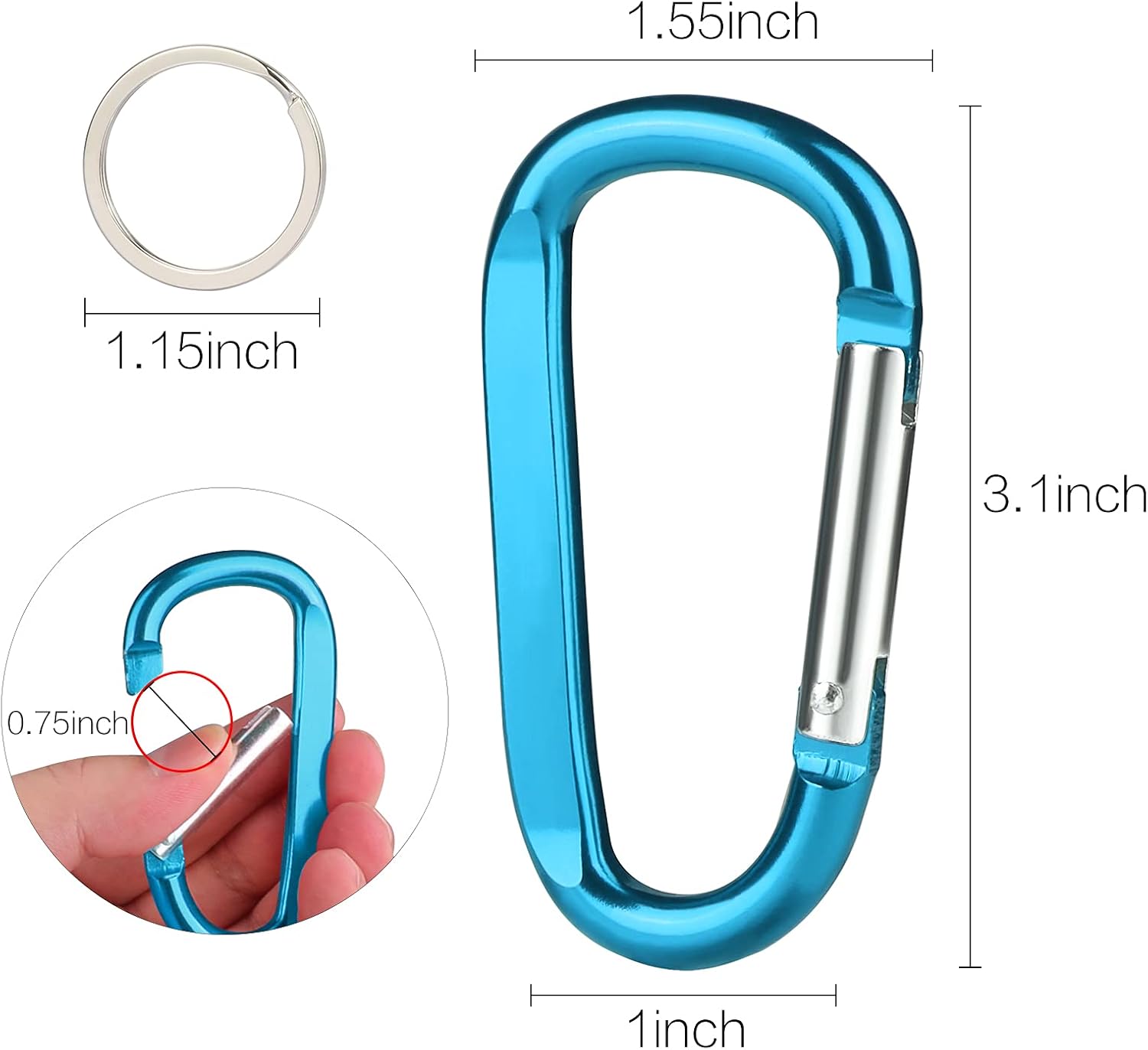3-Inch Aluminium Climbing Carabiner with Keyring Clip - Image 2