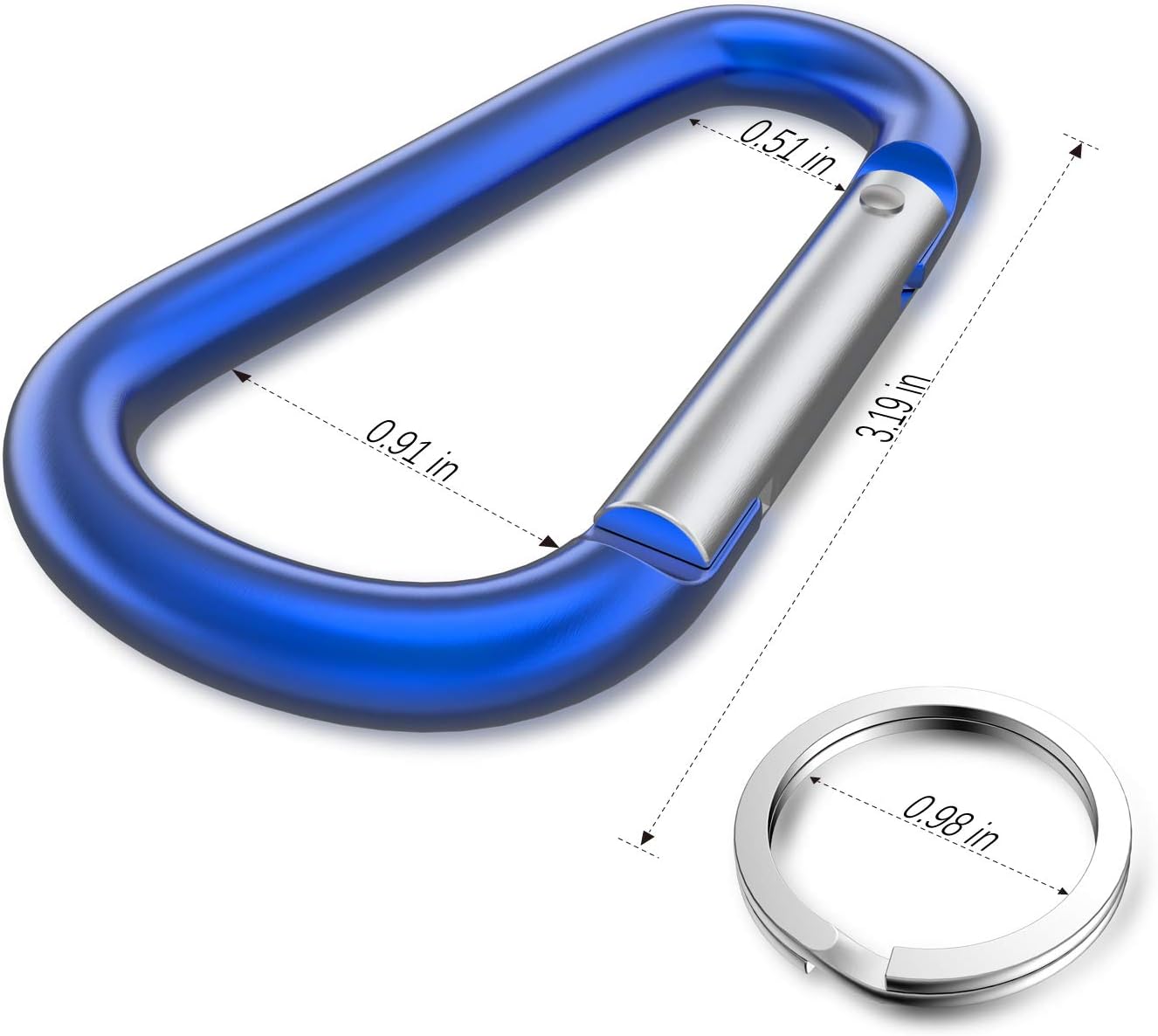 10-Pack 3" Aluminium Climbing Carabiner D-Ring Clips - Image 2