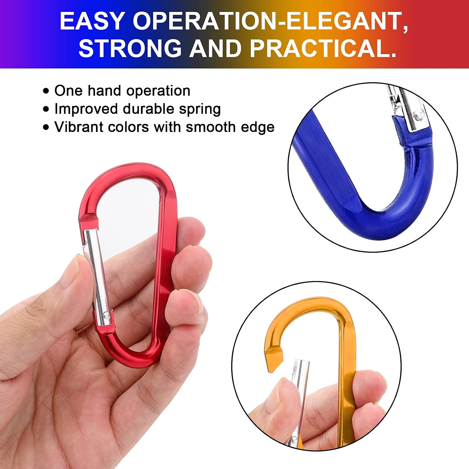 10-Pack 3" Aluminium Climbing Carabiner Snap Hooks - Image 2