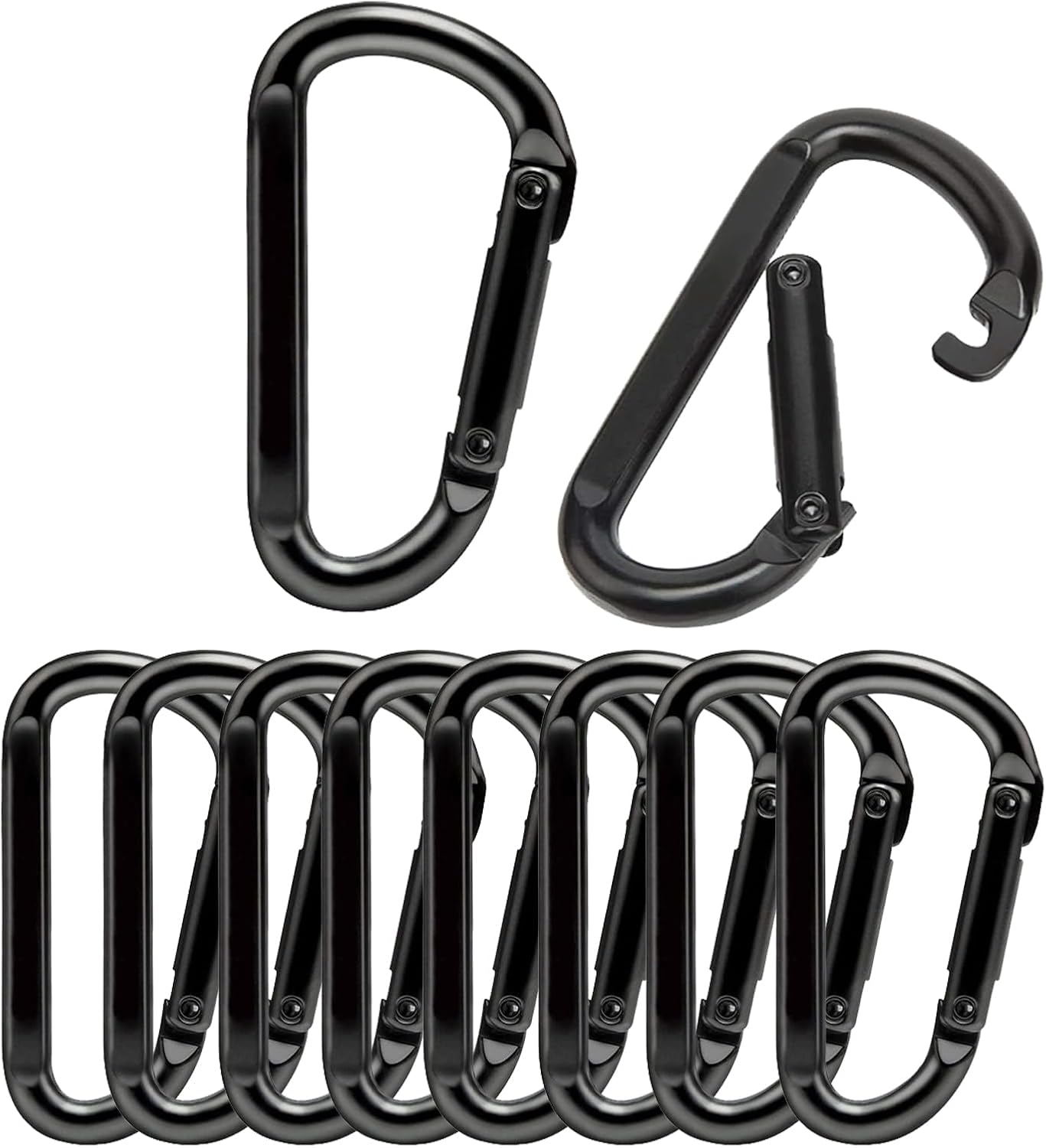 10-Pack Heavy-Duty Climbing Carabiner D-Ring Hooks