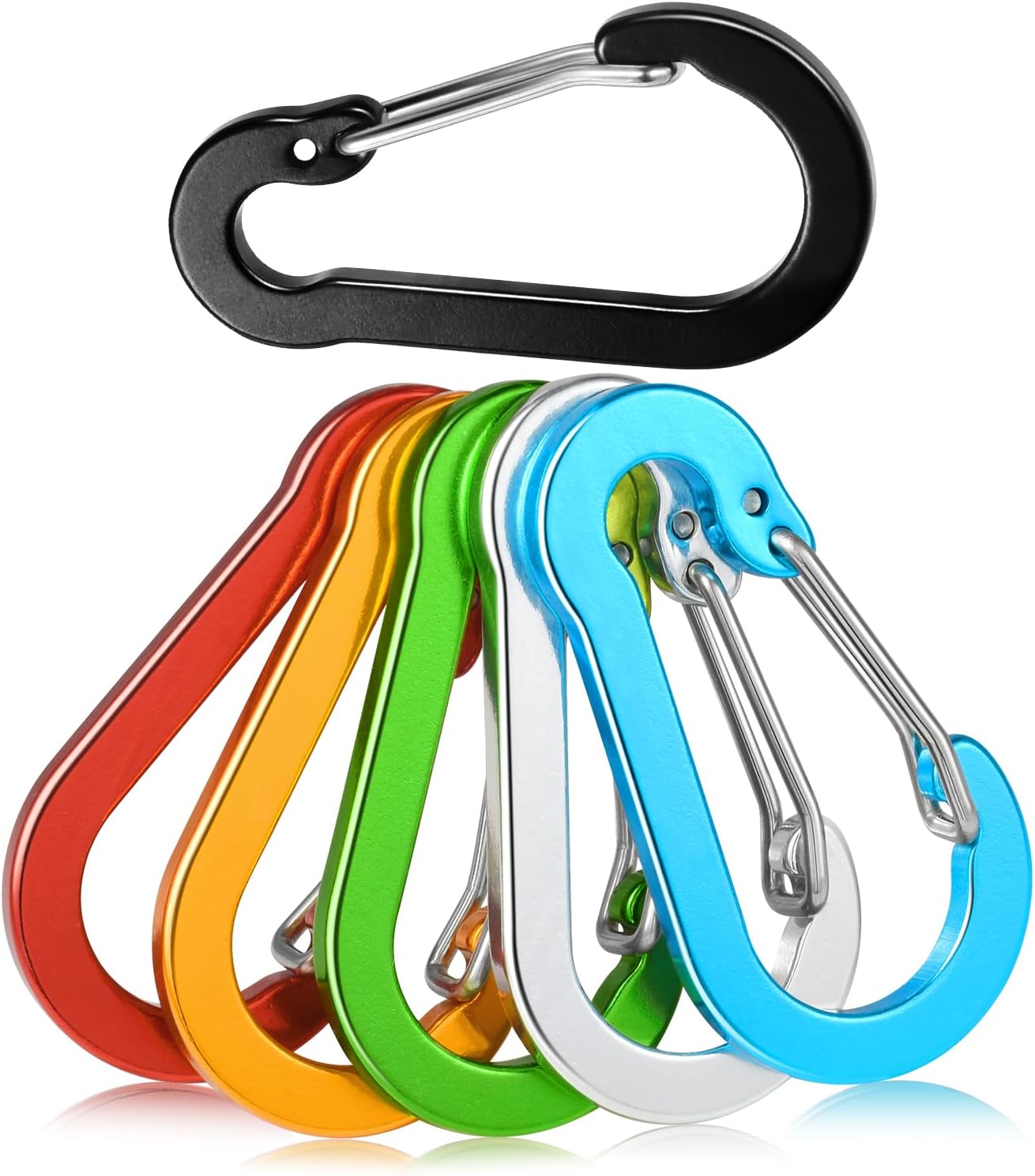 6-Pack 2" Aluminium Climbing Carabiner, Assorted Colours