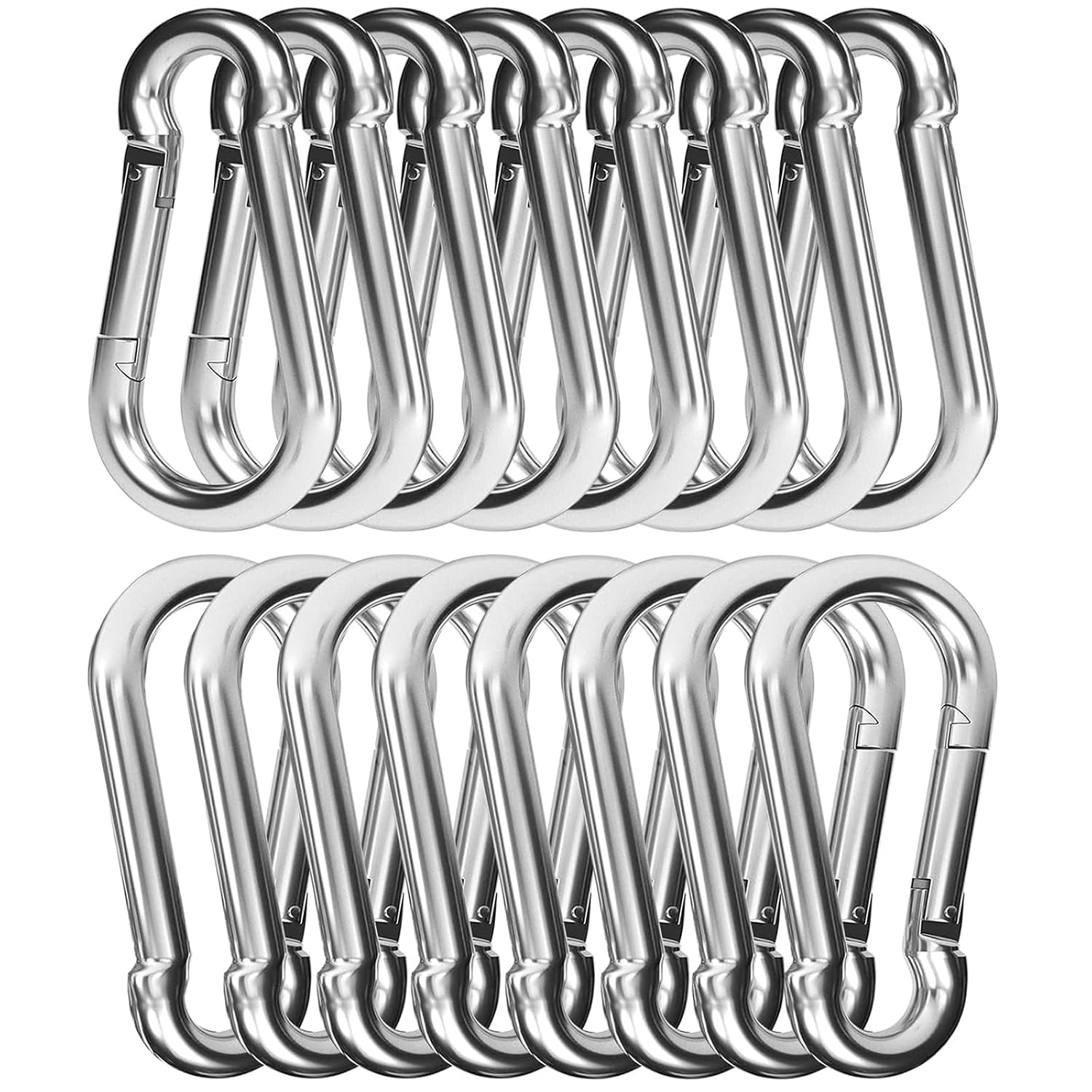 30-Pack 3" Steel Climbing Carabiner Hooks, 500 lb
