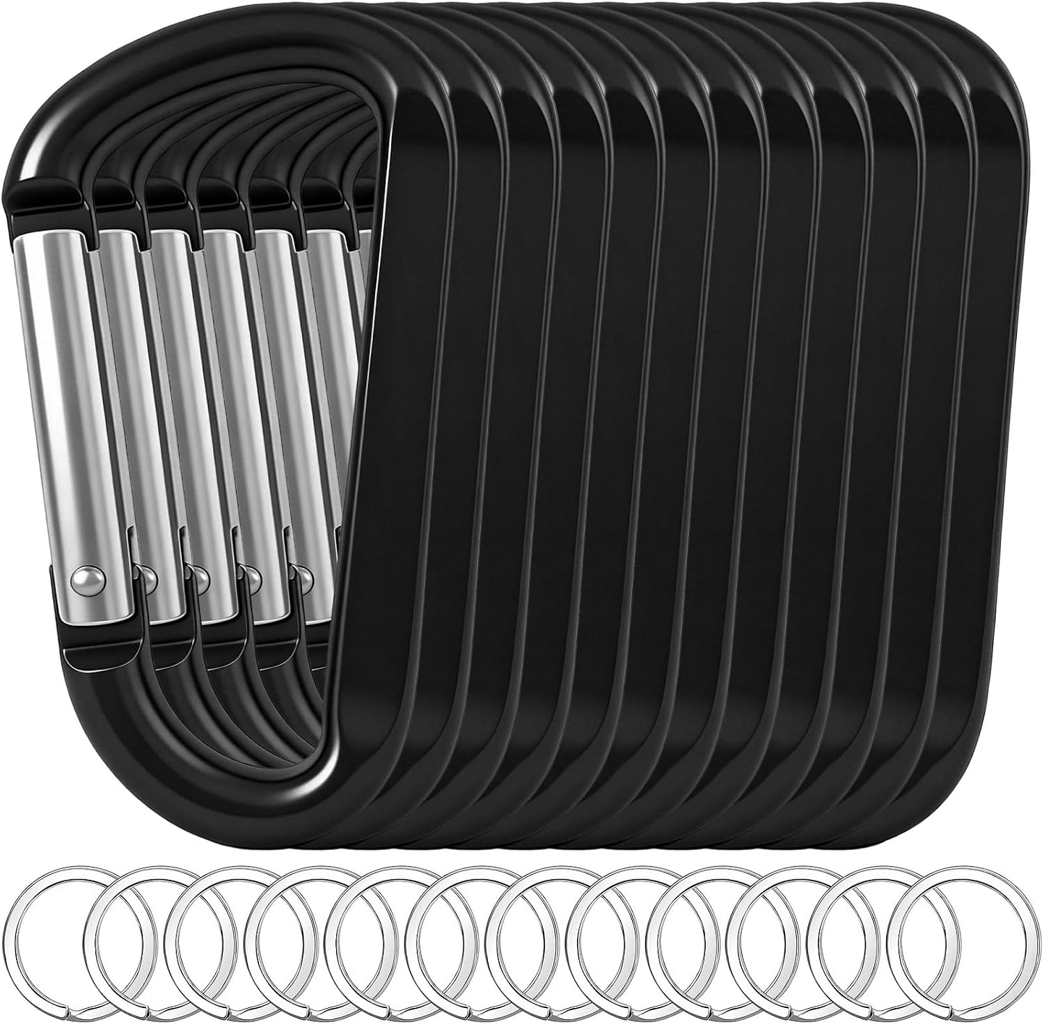 12-Pack 3" Aluminium Non-Locking Climbing Carabiner Clips