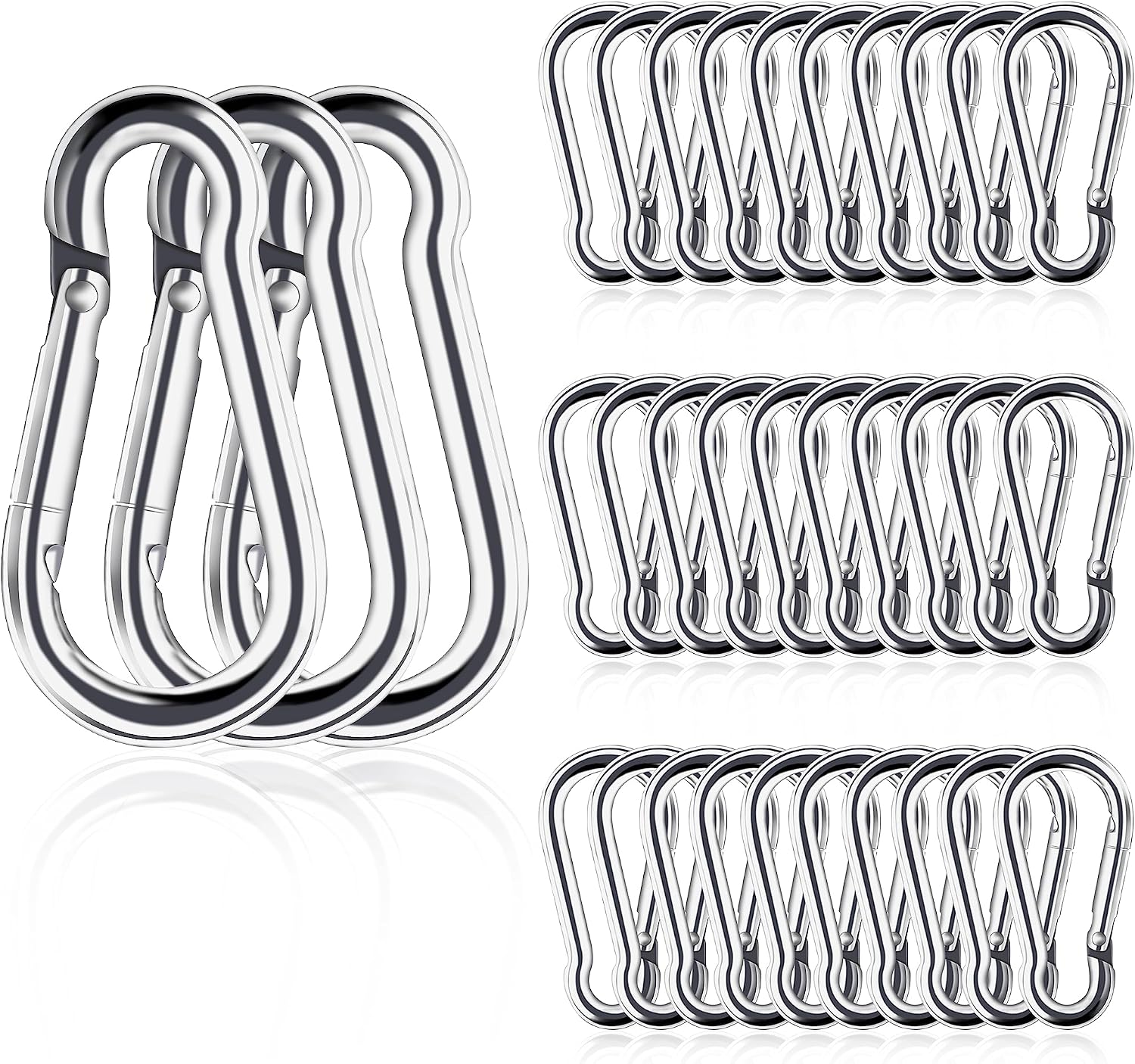 30-Pack 1.57" Stainless Climbing Carabiner Mini Hooks