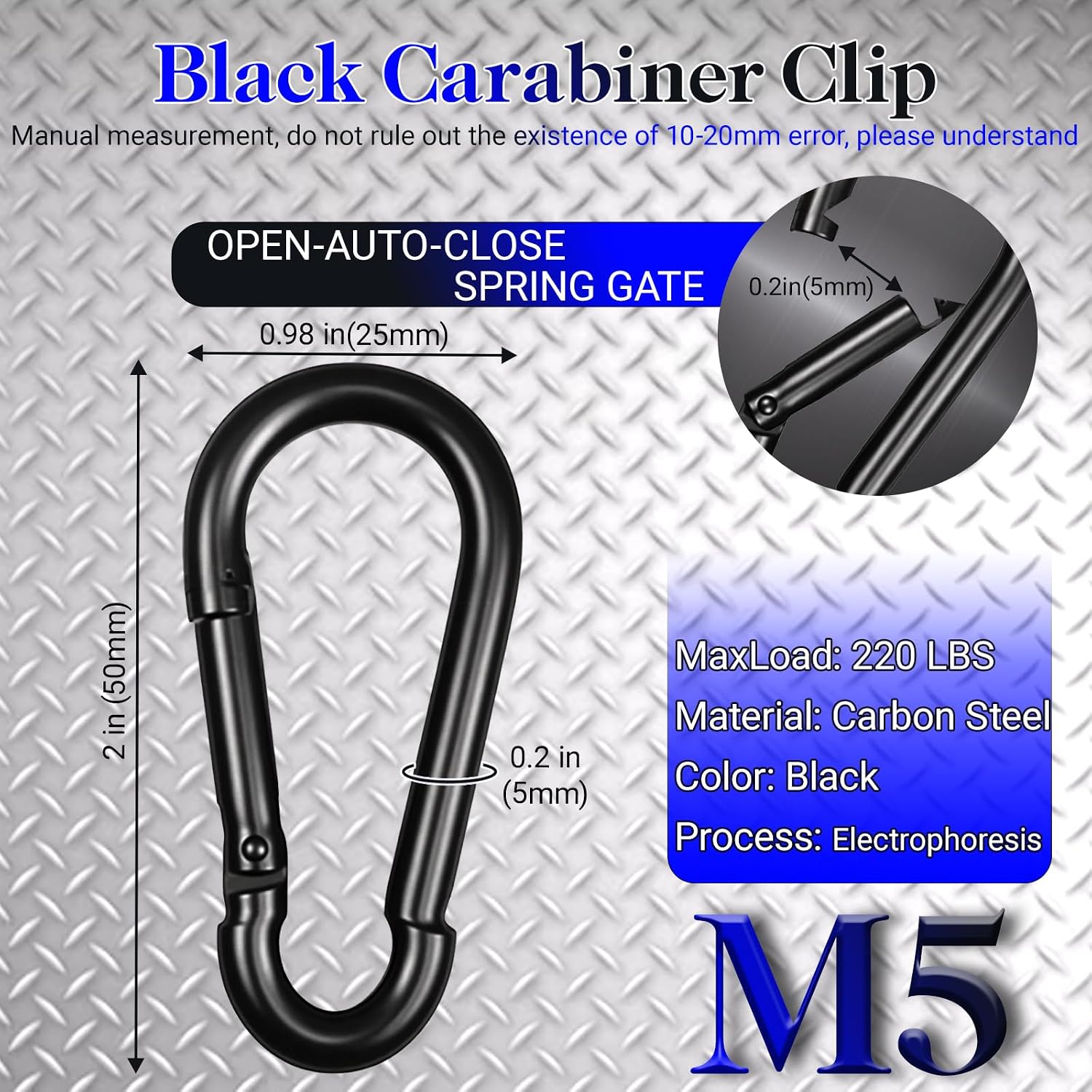 50-Pack 2" Steel Climbing Carabiner Spring Snap Hooks - Image 2