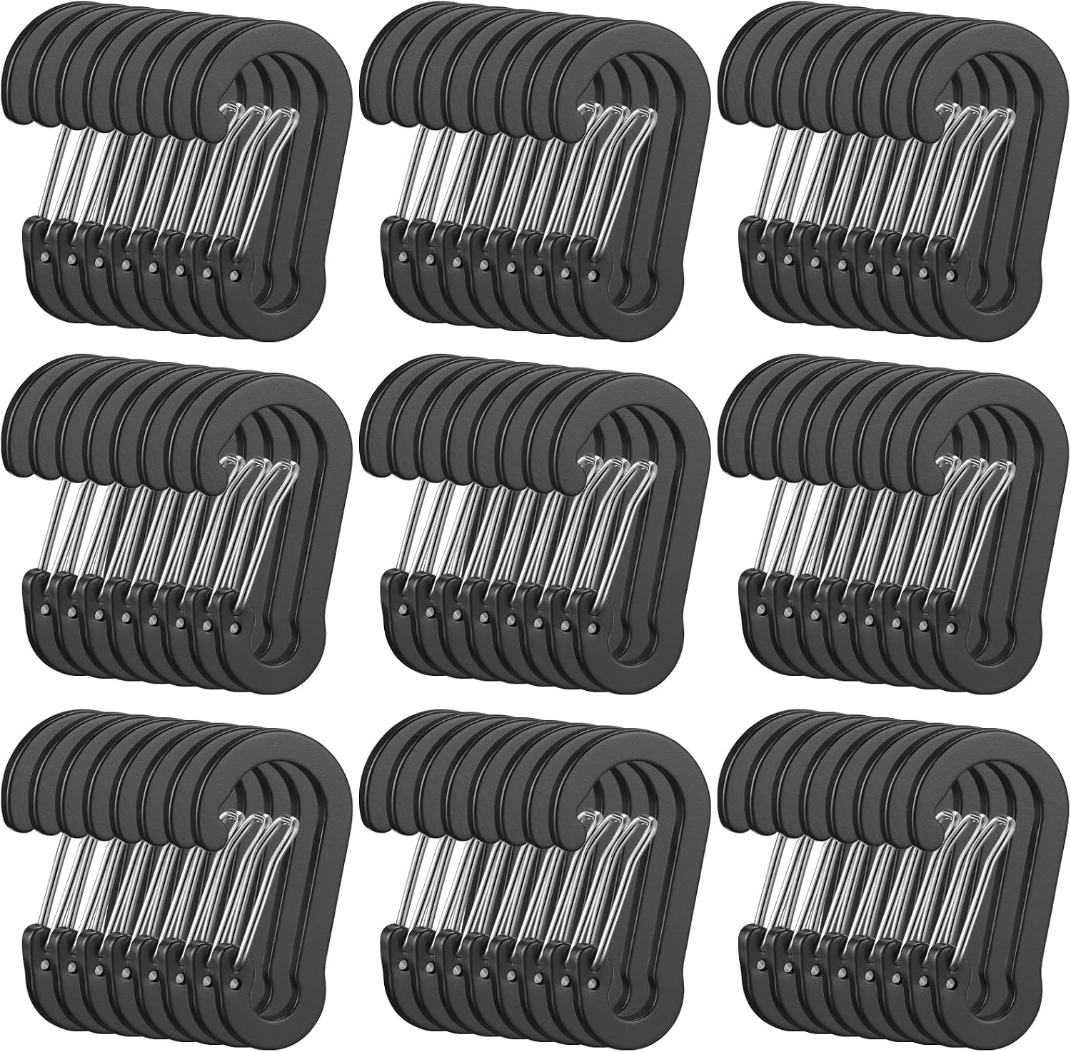 72-Pack 2" Aluminium Mini Climbing Carabiner Clips